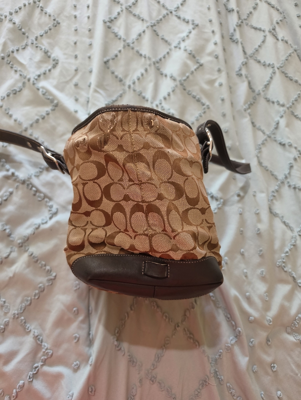 Coach Tan and Dark Brown Signature Canvas Tote - Picture 5 of 6